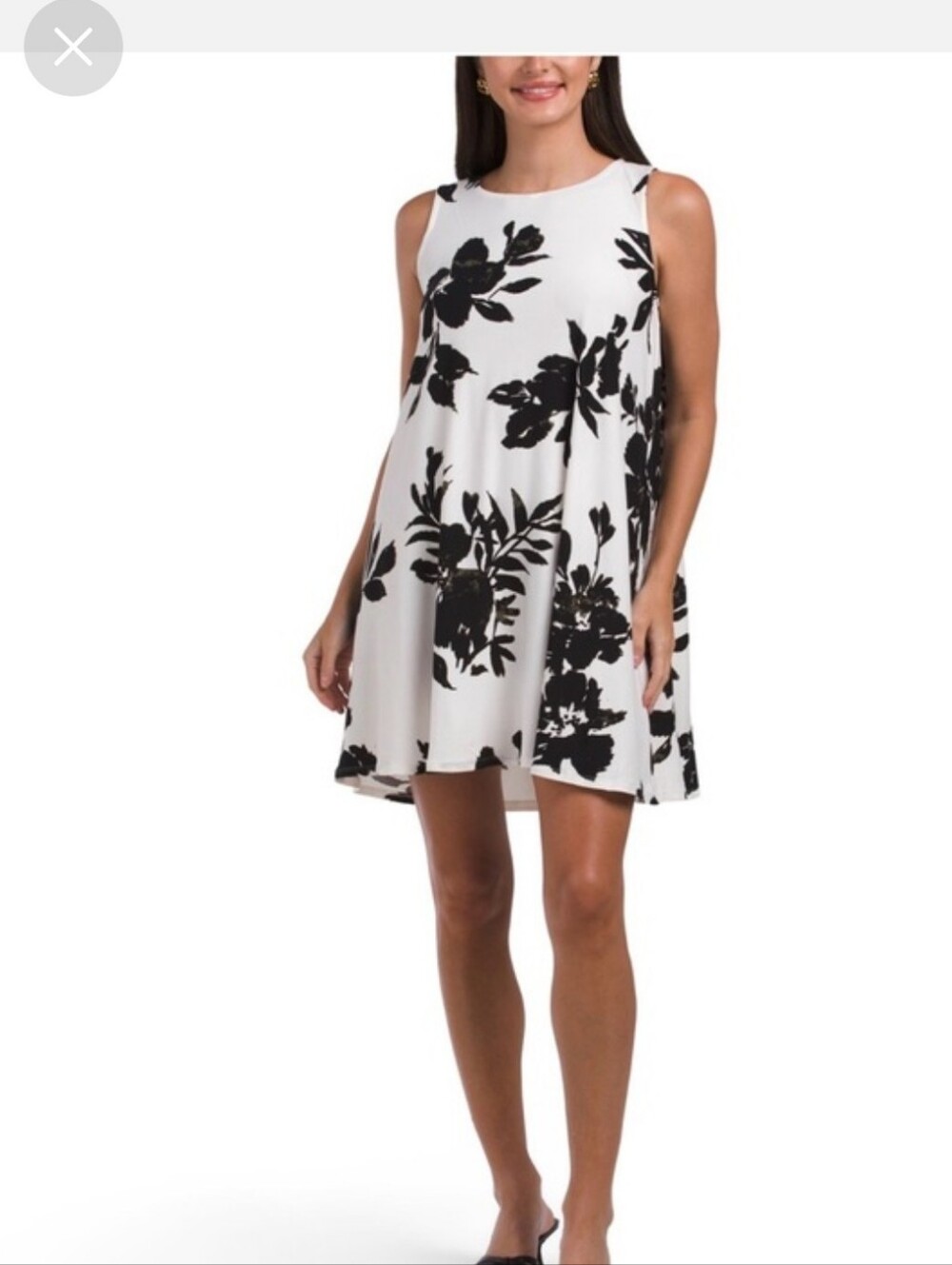 Floral Black & White A-Line Dress Harlow & Rose